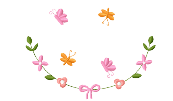 Butterfly Floral Frame Embroidery Design