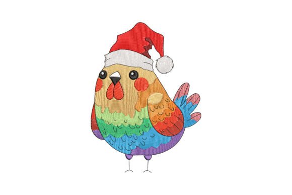 Colorful Chicken Christmas: A Festive Embroidery Gem