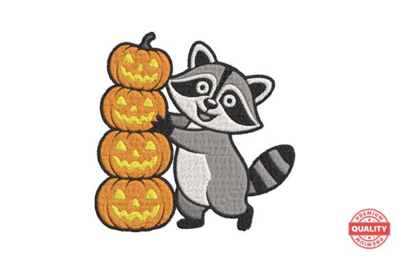 Cute Raccoon with Pumpkins: Elevating Your Embroidery Projects with Precision
