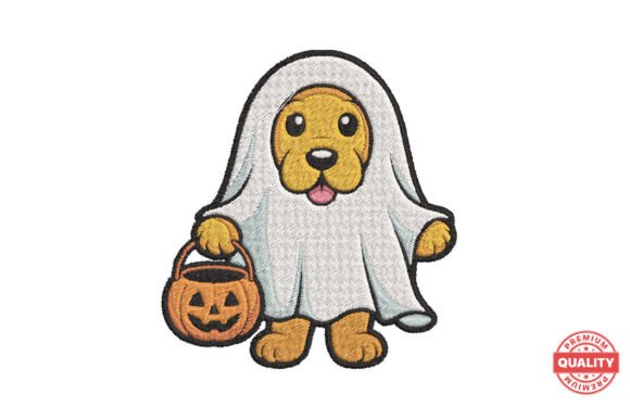 Halloween Dog Vampire with Pumpkin: A Playful Twist for Your Embroidery Projects
