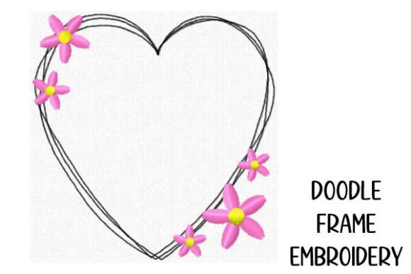 Heart Doodle Frame with Flowers: Integrating Charming Embroidery into Creative Workflows