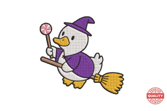 Integrating the Wizard Duck on Broom Embroidery Design into Your Creative Workflow