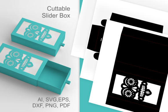 Sugar Skull Face 2 Sliding Drawer Box