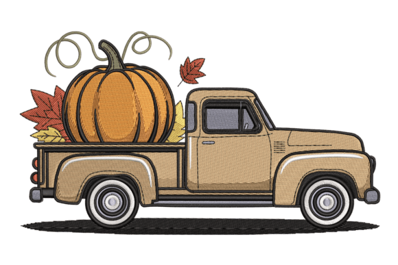Vintage Pumpkin Truck – Autumn: Reviving Nostalgia Through Machine Embroidery